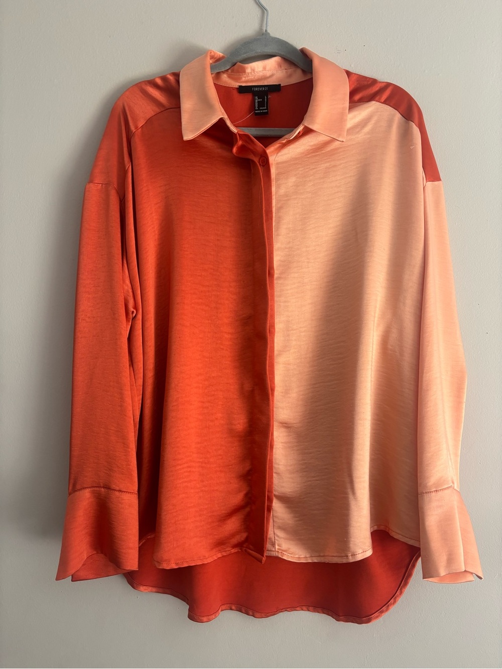 Forever 21 Two-Tone Orange Button-Down Shirt